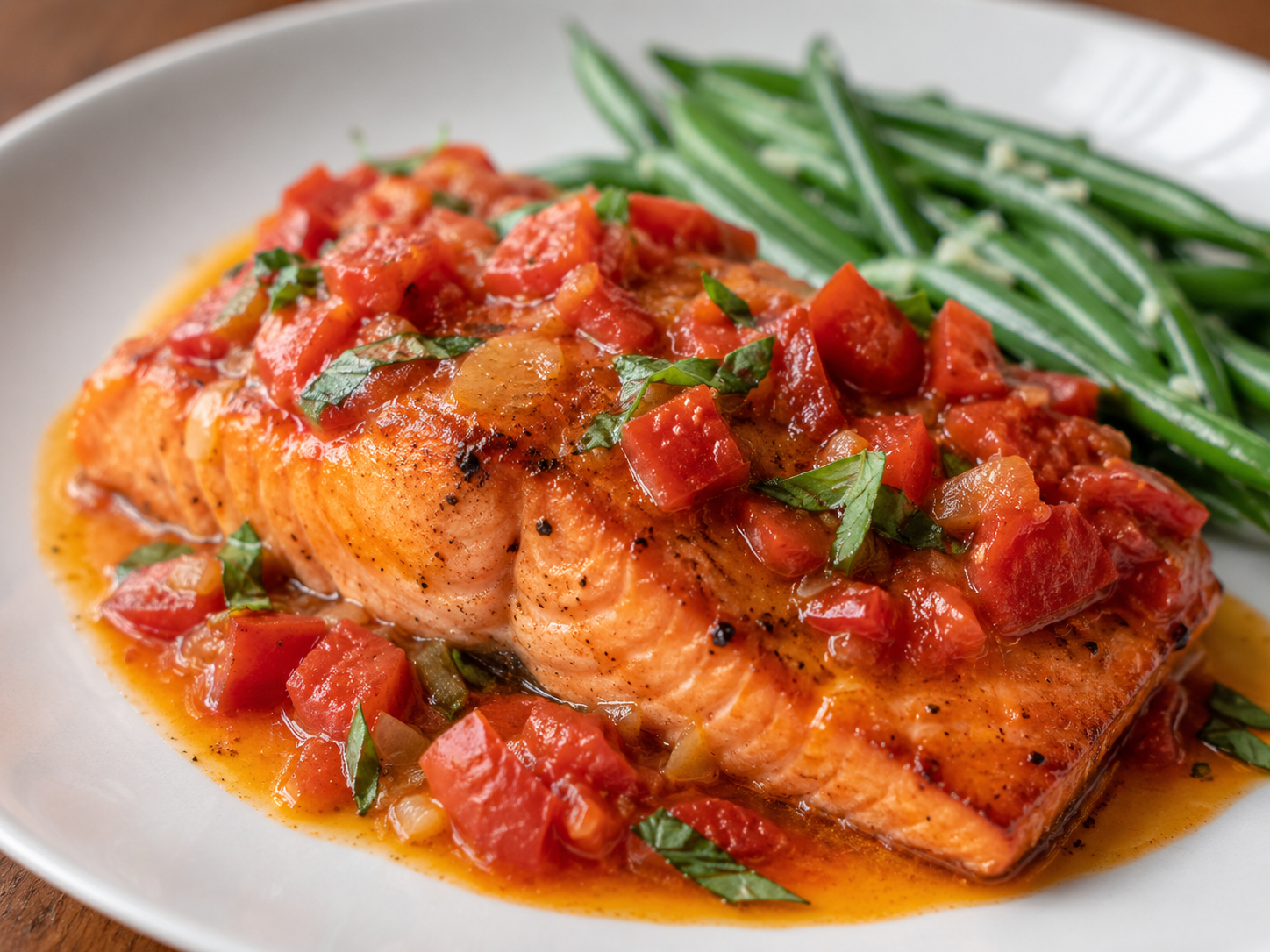 Broiled Salmon with Buttered Tomato-Basil Sauce